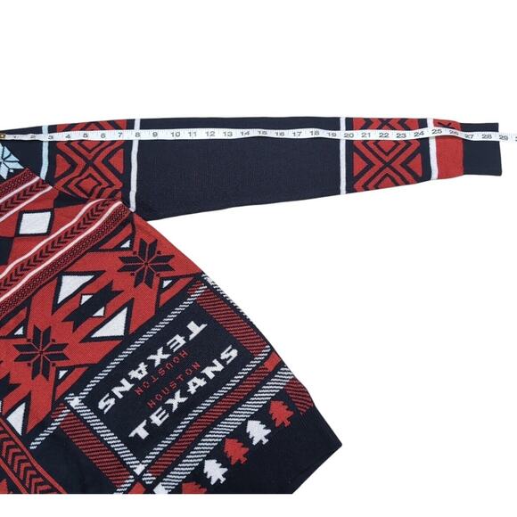 NFL Houston Texans Football Team Ugly Christmas Sweater Men's M Red Black Flaw - Picture 13 of 16